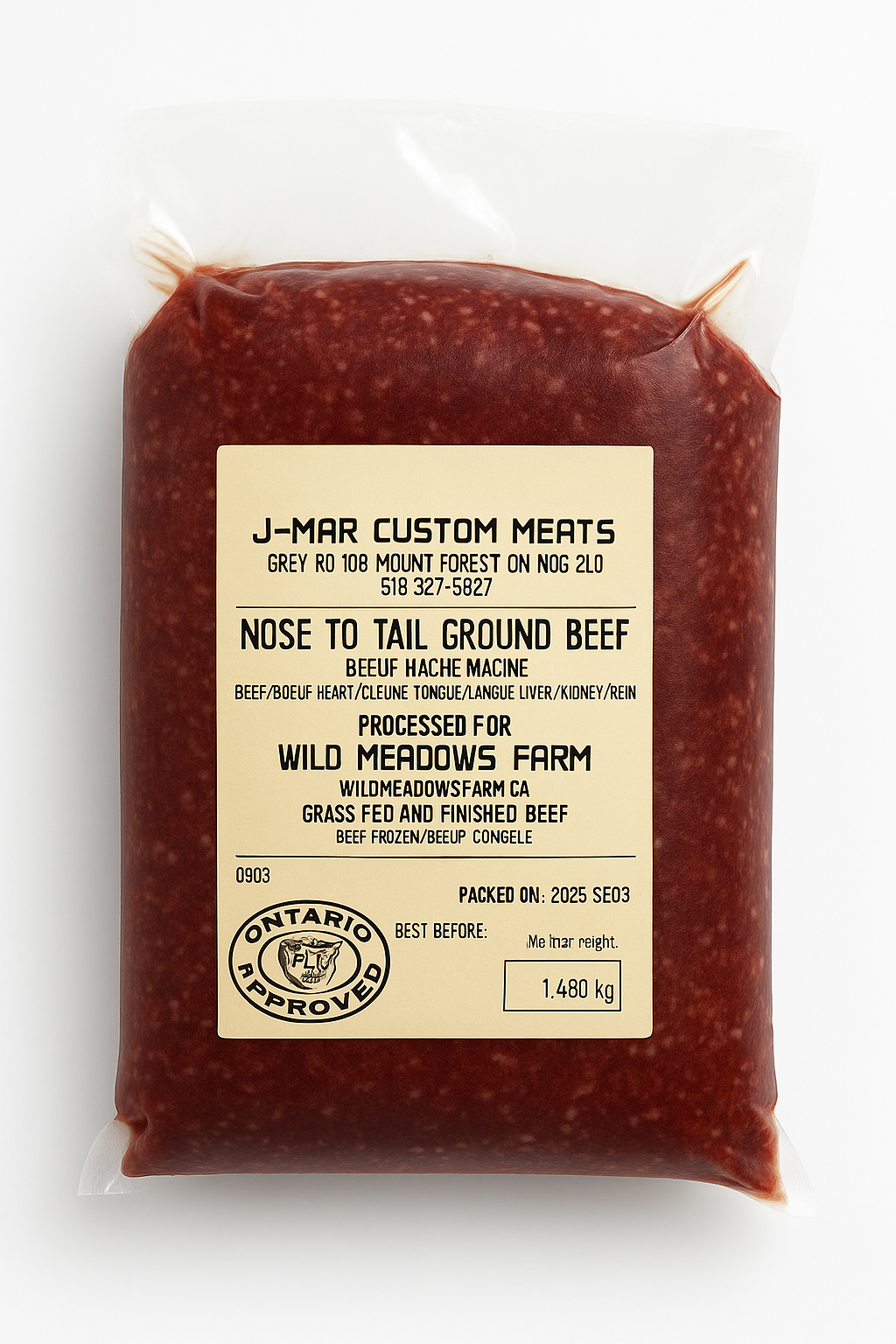Wild Meadow Farm Nose to Tail Ground Beef Grass Fed & Grass Finished (1lb)